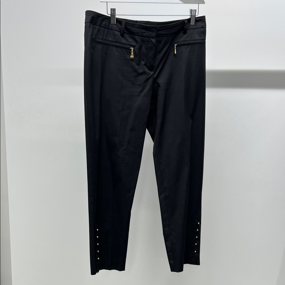 Escada Black Pants with Gold Zipper Accents